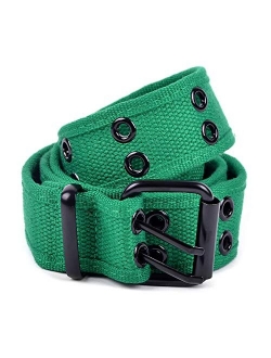 Casual Unisex Canvas Belt Double Hole Belt - Double Grommets Belt for Men and Women