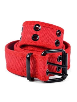 Casual Unisex Canvas Belt Double Hole Belt - Double Grommets Belt for Men and Women