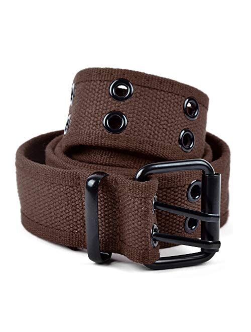 Casual Unisex Canvas Belt Double Hole Belt - Double Grommets Belt for Men and Women