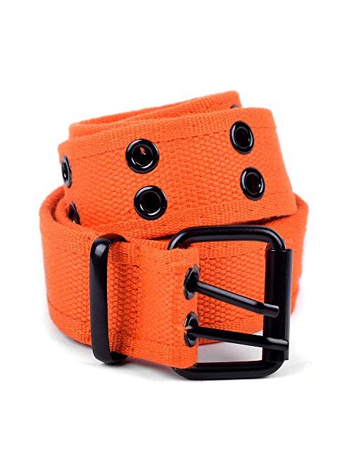 Casual Unisex Canvas Belt Double Hole Belt - Double Grommets Belt for Men and Women