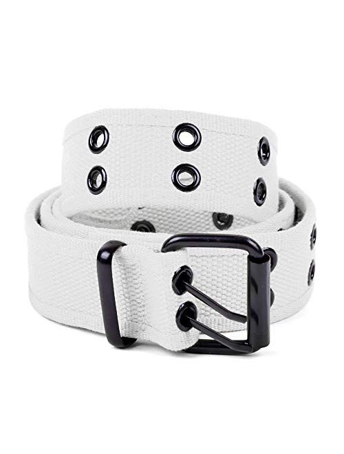 Casual Unisex Canvas Belt Double Hole Belt - Double Grommets Belt for Men and Women