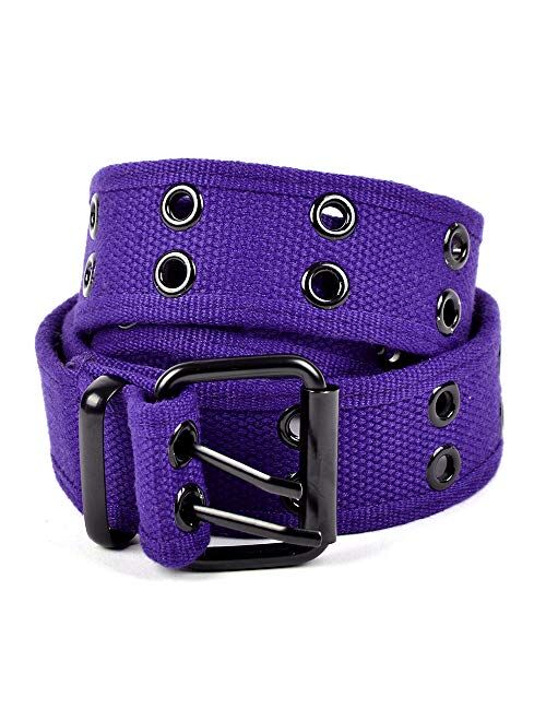 Casual Unisex Canvas Belt Double Hole Belt - Double Grommets Belt for Men and Women