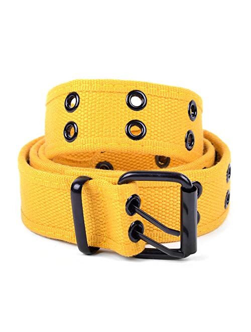 Casual Unisex Canvas Belt Double Hole Belt - Double Grommets Belt for Men and Women