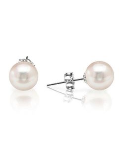 Handpicked AAA  Sterling Silver Round White Freshwater Cultured Pearl Earrings