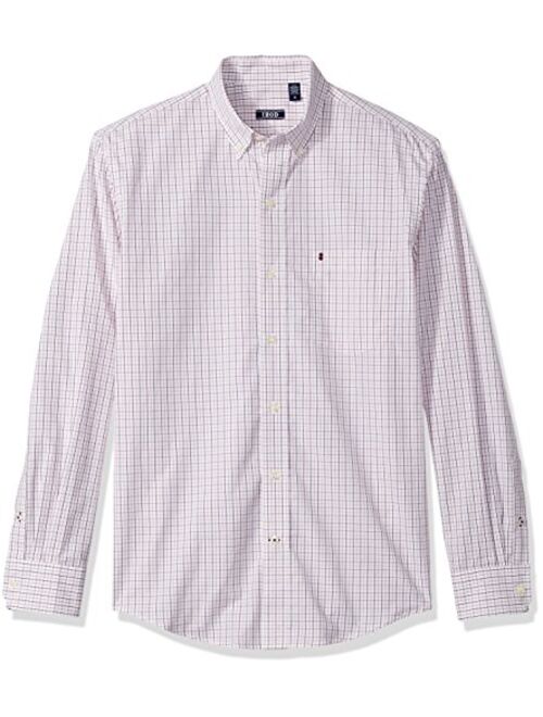 IZOD Men's Button Down Long Sleeve Stretch Performance Check Shirt