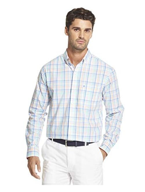 IZOD Men's Button Down Long Sleeve Stretch Performance Check Shirt