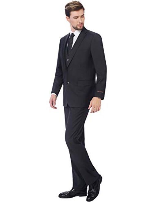 P&L Men's 3-Piece Classic Fit Vest Suit Jacket & Expandable Waist Dress Pants