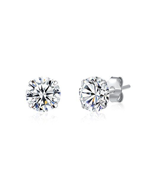 3 Pairs 925 Sterling Silver Cubic Zirconia Stud Earrings Set Men Women