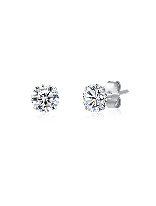 3 Pairs 925 Sterling Silver Cubic Zirconia Stud Earrings Set Men Women