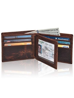 Slim RFID Wallets for Men - Genuine Leather Front Pocket Bifold Wallet