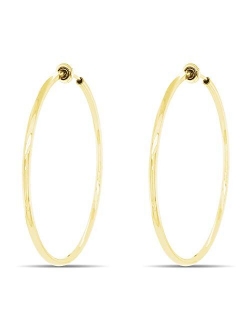 Aloha Earrings - Clip On Hoop Earrings for Women - Silver and Gold-Tone Brass Spring Hoops for Non-Pierced Ears