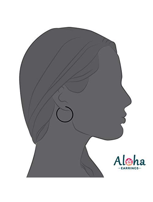 Aloha Earrings - Clip On Hoop Earrings for Women - Silver and Gold-Tone Brass Spring Hoops for Non-Pierced Ears