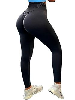FITTOO Womens High Waist Textured Workout Leggings Booty Scrunch Yoga Pants  Slimming Ruched Tights