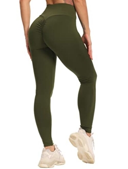 Women Yoga Pants High Waist Scrunch Ruched Butt Lifting Workout Leggings Sport Fitness Gym Push Up Tights