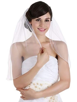 1T 1 Tier Hemmed Pencil Edge Bridal Wedding Veil Shoulder Length Veil 25