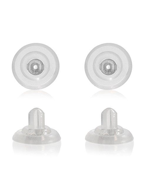 Universal EZback Earring Backs Soft Clear Silicone and Sterling Silver