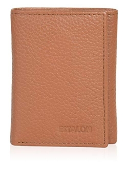 Slim RFID Wallets for Men - Genuine Leather Front Pocket Trifold Wallet