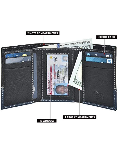 Slim RFID Wallets for Men - Genuine Leather Front Pocket Trifold Wallet