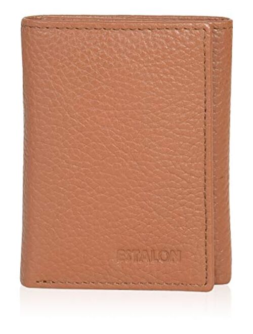 Slim RFID Wallets for Men - Genuine Leather Front Pocket Trifold Wallet