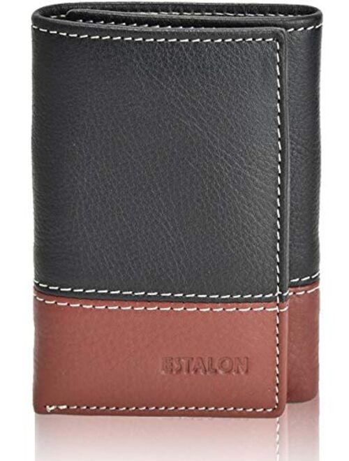 Slim RFID Wallets for Men - Genuine Leather Front Pocket Trifold Wallet