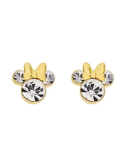 Minnie Mouse Birthstone Jewelry, Silver Plated Crystal Stud Earrings for Women and Girls