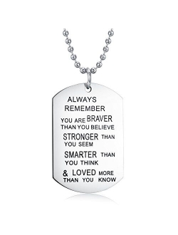 Udobuy Stainless Steel Pendant Always Remember You are Braver Than You Believe Inspirational Letters Engraved Charm Necklace