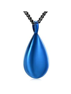 Carved Teardrop Keepsake Ashes Necklace Urn Pendant Cremation Memorial Jewelry