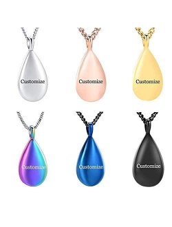 Carved Teardrop Keepsake Ashes Necklace Urn Pendant Cremation Memorial Jewelry