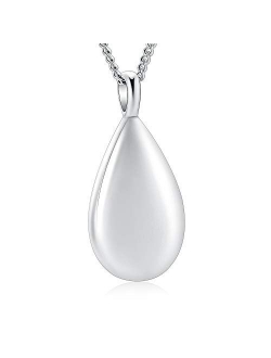 Carved Teardrop Keepsake Ashes Necklace Urn Pendant Cremation Memorial Jewelry