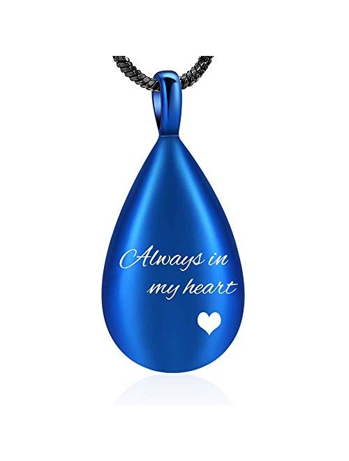 Carved Teardrop Keepsake Ashes Necklace Urn Pendant Cremation Memorial Jewelry