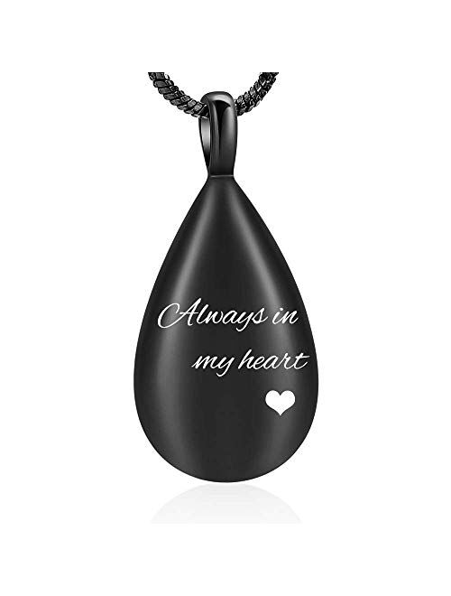 Carved Teardrop Keepsake Ashes Necklace Urn Pendant Cremation Memorial Jewelry