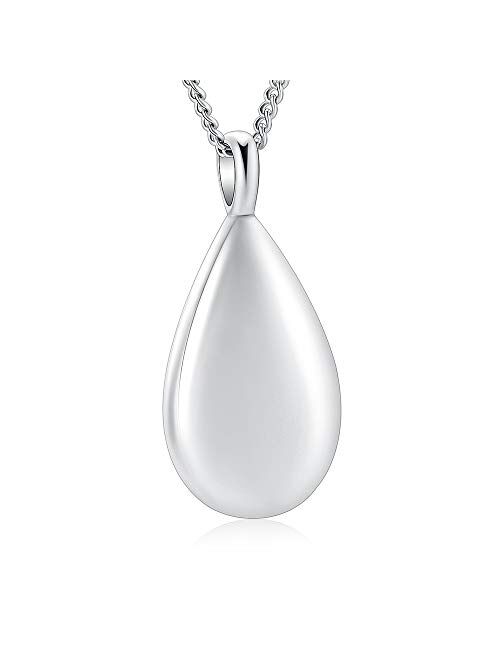 Carved Teardrop Keepsake Ashes Necklace Urn Pendant Cremation Memorial Jewelry