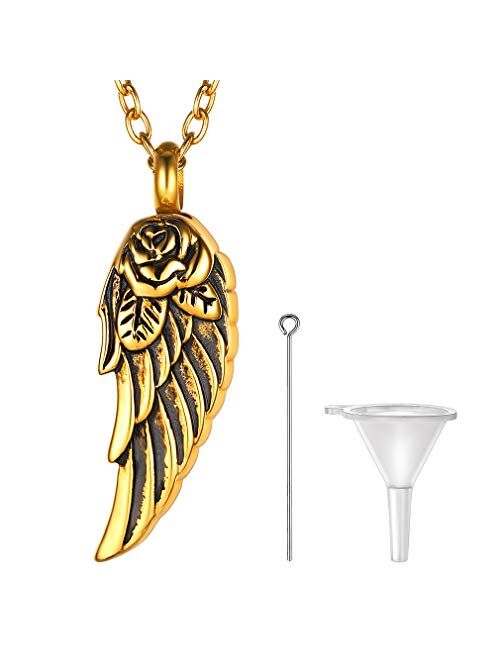 FaithHeart Cremation Urn Necklace, Women Men Stainless Steel/Gold Plated Memento Jewelry, Pet Ashes/Perfume/Pill Keepsake Waterproof Pendant Necklace for Memory- Customiz