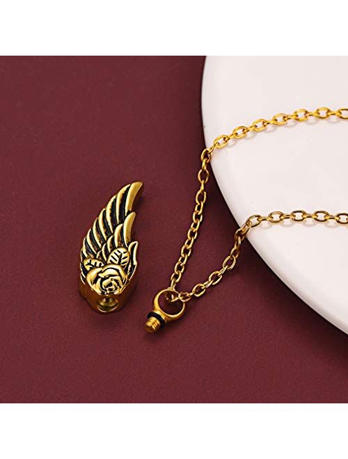 FaithHeart Cremation Urn Necklace, Women Men Stainless Steel/Gold Plated Memento Jewelry, Pet Ashes/Perfume/Pill Keepsake Waterproof Pendant Necklace for Memory- Customiz