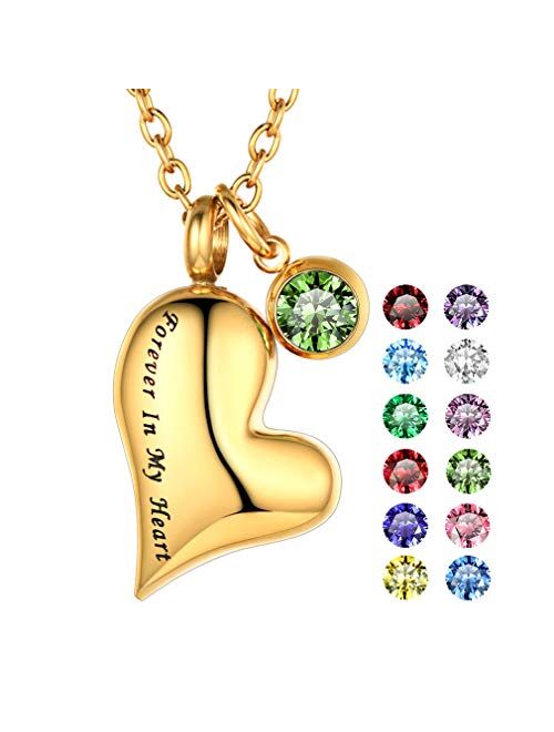 FaithHeart Cremation Urn Necklace, Women Men Stainless Steel/Gold Plated Memento Jewelry, Pet Ashes/Perfume/Pill Keepsake Waterproof Pendant Necklace for Memory- Customiz