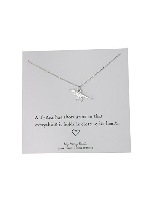 My Very Best Tiny Cute Dinosaur T- Rex Necklace, Sweet Gift Necklace