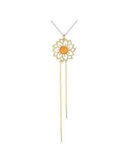 S925 Sterling Silver Sunflower with CZ Pendant Necklace or Ring Earrings Bracelet Jewelry for Women 18"