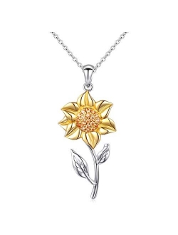 S925 Sterling Silver Sunflower with CZ Pendant Necklace or Ring Earrings Bracelet Jewelry for Women 18"