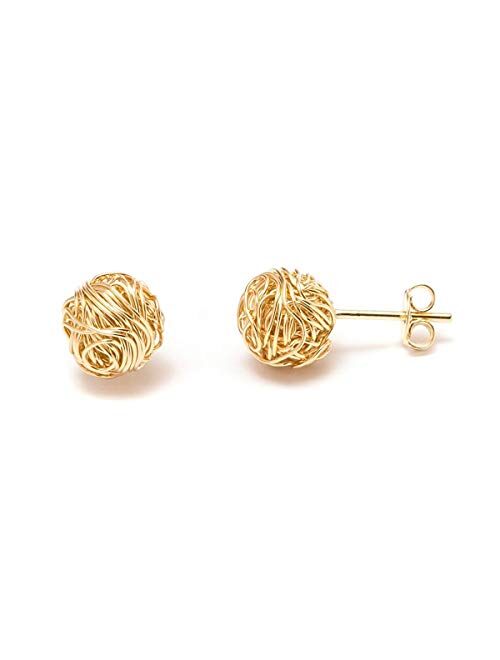 Barzel 18K Gold Plated 10mm Woven Love Knot Stud Earrings