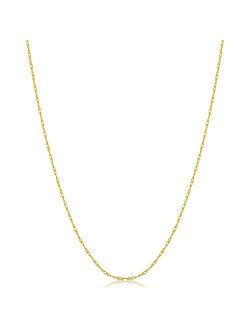 Kooljewelry 14k Yellow, White or Rose Gold 0.8mm Rope Chain Necklace (14, 16, 18, 20, 24 or 30 inch) - VERY THIN and LIGHTWEIGHT