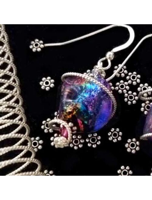 Body Candy Handcrafted 925 Silver Purple Dichroic Drop Dangle Earrings Created with Swarovski Crystals