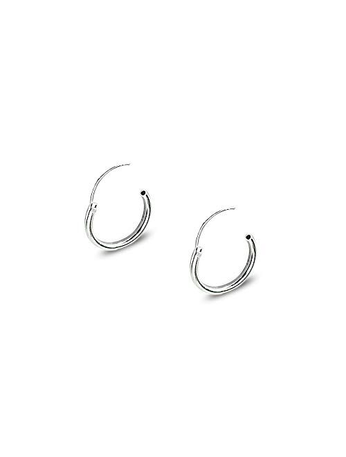 B. BRILLIANT Set of 3 Sterling Silver Small Endless 10mm Thin Round Cartilage Hoop Earrings