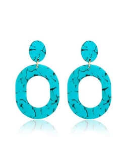 YAHPERN Acrylic Earrings for Women Girls Statement Geometric Earrings Resin Acetate Drop Dangle Earrings Mottled Hoop Earrings Fashion Jewelry