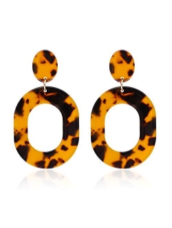 YAHPERN Acrylic Earrings for Women Girls Statement Geometric Earrings Resin Acetate Drop Dangle Earrings Mottled Hoop Earrings Fashion Jewelry