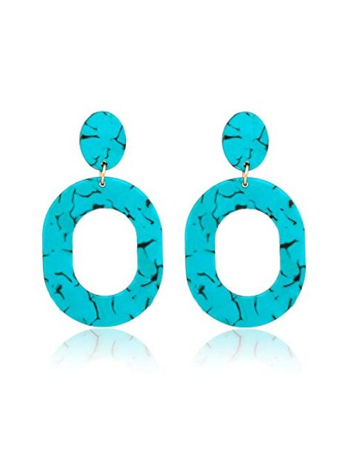 YAHPERN Acrylic Earrings for Women Girls Statement Geometric Earrings Resin Acetate Drop Dangle Earrings Mottled Hoop Earrings Fashion Jewelry