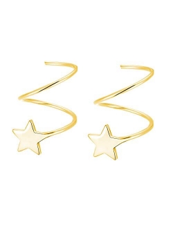 SLUYNZ 925 Sterling Silver Star Earrings for Women Teen Girls Fashion Star Wrap Earrings