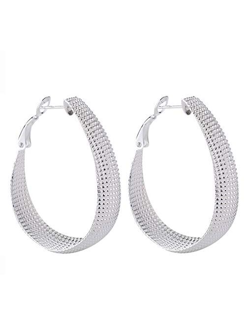 Women Ladies 925 Sterling Silver Fashion Classic Big Hoop Drop Dangle Earrings Jewelry Gift