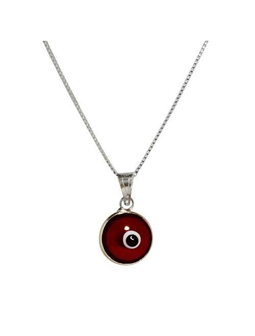 CHOOSE YOUR CHARM - Silver Evil Eye Necklace with Evil Eye Protection Charm on 925 Sterling Silver 19 Inch Box Chain