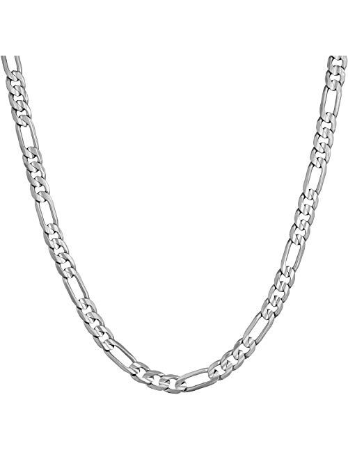 Lifetime Jewelry 4mm Figaro Chain Necklace 24k Gold Plated for Men Women & Teens