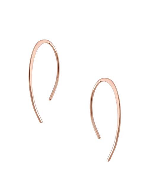 Humble Chic Upside Down Hoop Earrings - Hypoallergenic Lightweight Wire Needle Drop Dangle Threader Hoops for Women, Safe for Sensitive Ears - Plated in 925 Sterling Silv